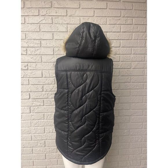Vans Black Fort Greene Puffer Vest with Removable Faux Fur Hoodie Size XL - Picture 4 of 14